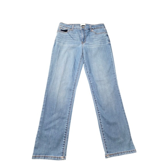 crown & ivy Denim - Crown & Ivy Womens Straight Leg Jeans Light Wash Blue Size 12 Stretch Denim